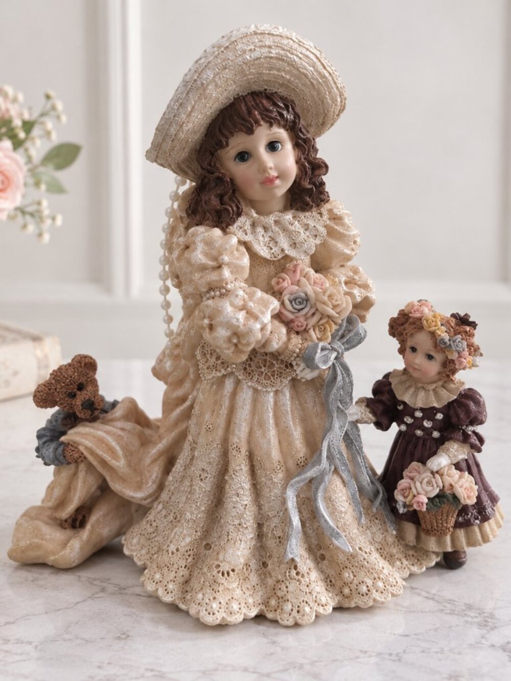 Yesterday's Child Dollstone Emily Kathleen & Otis #3508 1995 Limited Ed Figurine